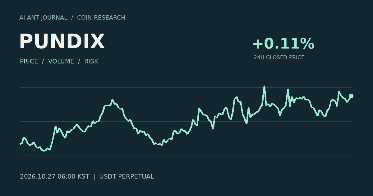 PUNDIX 최초 분석 시점의 확정 종가 흐름