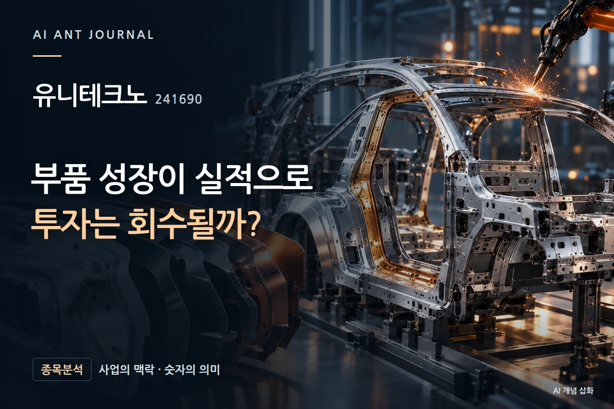 유니테크노 · 부품 성장이 실적으로 투자는 회수될까? · 사업 주제 개념 삽화