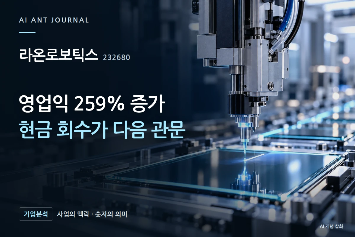 라온로보틱스 · 영업익 259% 증가 현금 회수가 다음 관문 · 사업 주제 개념 삽화
