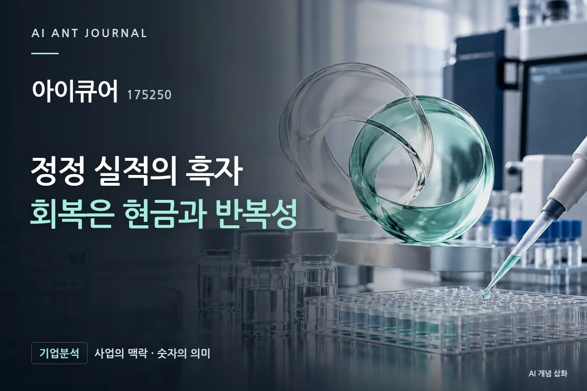 아이큐어 · 정정 실적의 흑자 회복은 현금과 반복성 · 사업 주제 개념 삽화
