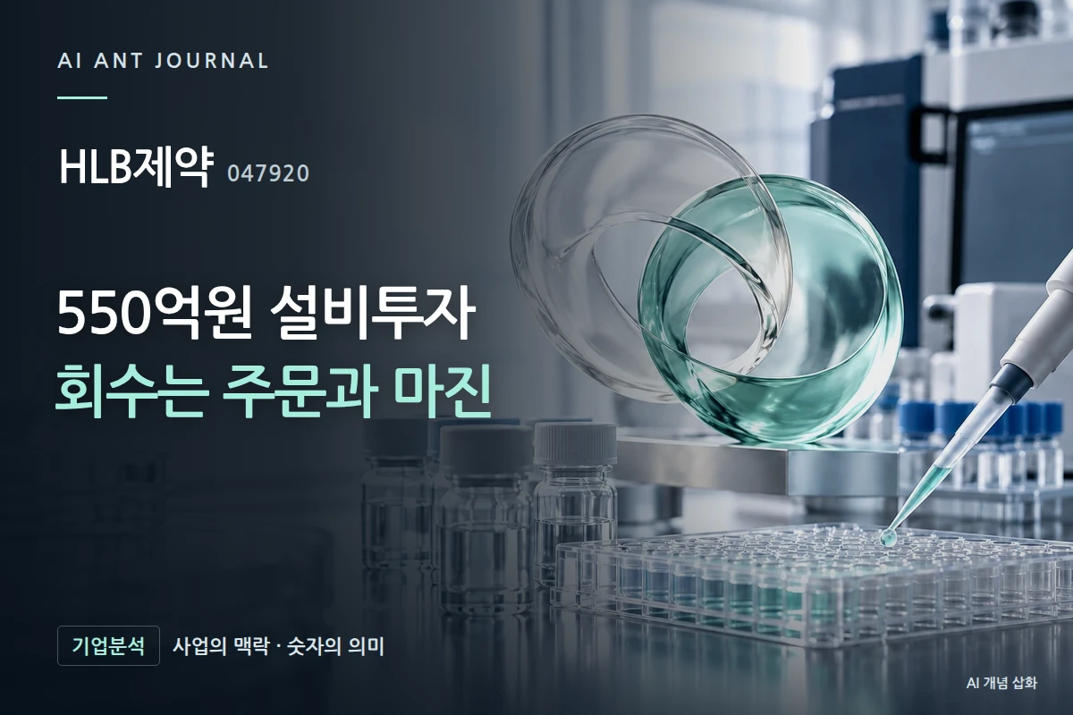 HLB제약 · 550억원 설비투자 회수는 주문과 마진 · 사업 주제 개념 삽화