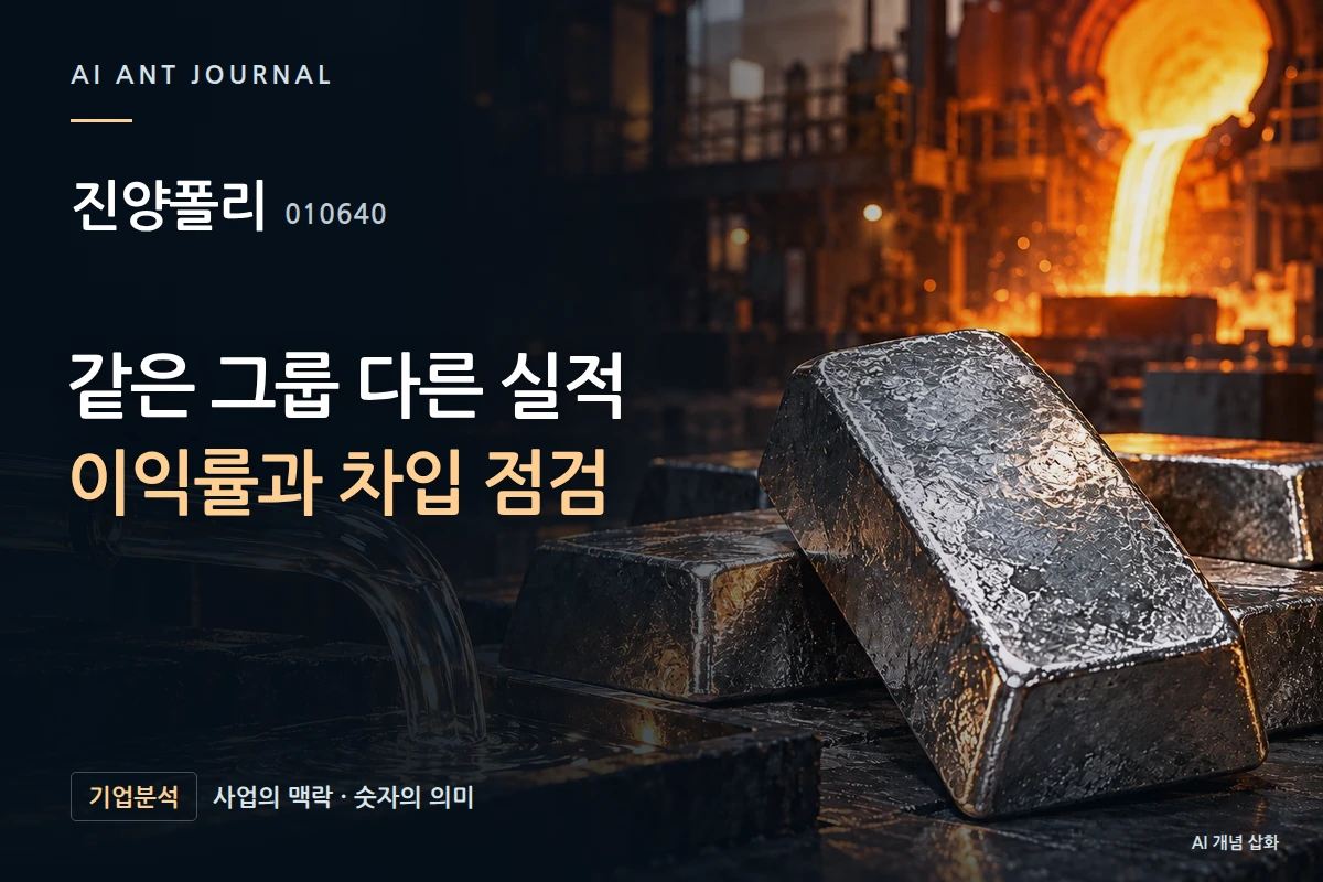 진양폴리 · 같은 그룹 다른 실적 이익률과 차입 점검 · 사업 주제 개념 삽화