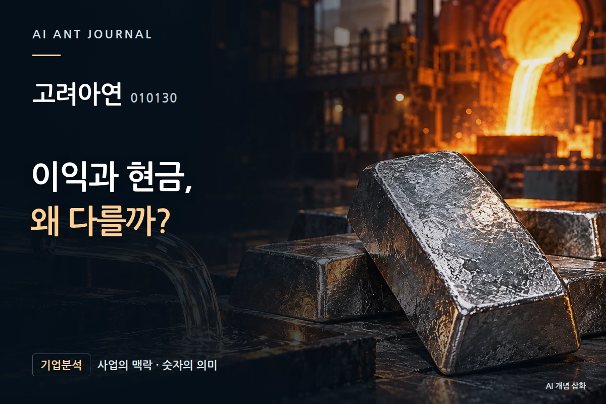 고려아연 · 이익과 현금, 왜 다를까? · 사업 주제 개념 삽화