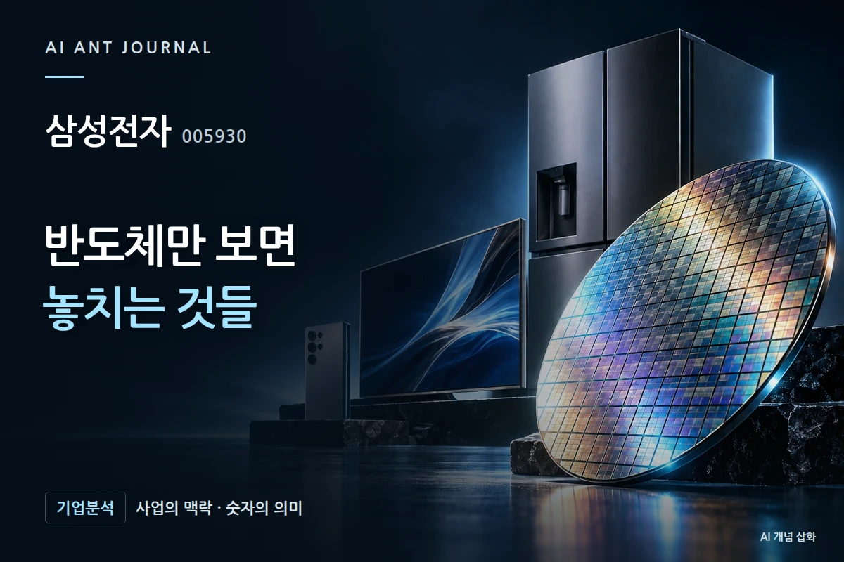 삼성전자 · 반도체만 보면 놓치는 것들 · 사업 주제 개념 삽화