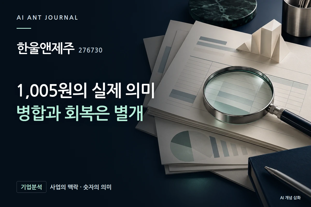 한울앤제주 · 1,005원의 실제 의미 병합과 회복은 별개 · 사업 주제 개념 삽화