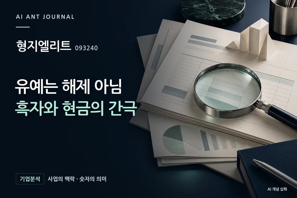 형지엘리트 · 유예는 해제 아님 흑자와 현금의 간극 · 사업 주제 개념 삽화