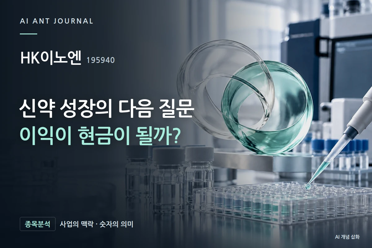 HK이노엔 · 신약 성장의 다음 질문 이익이 현금이 될까? · 사업 주제 개념 삽화